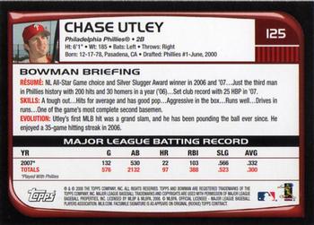 2008 Bowman #125 Chase Utley Back