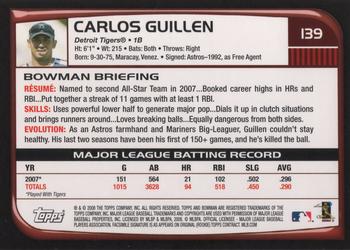 2008 Bowman #139 Carlos Guillen Back