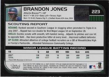 2008 Bowman #223 Brandon Jones Back