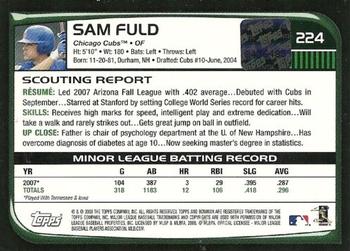 2008 Bowman #224 Sam Fuld Back