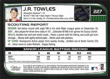 2008 Bowman #227 J.R. Towles Back