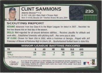 2008 Bowman #230 Clint Sammons Back