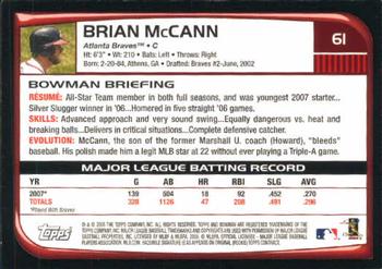 2008 Bowman #61 Brian McCann Back