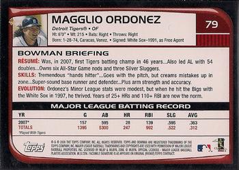 2008 Bowman #79 Magglio Ordonez Back