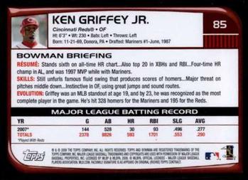 2008 Bowman #85 Ken Griffey Jr. Back