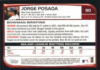 2008 Bowman #90 Jorge Posada Back