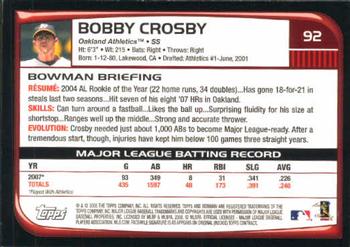 2008 Bowman #92 Bobby Crosby Back