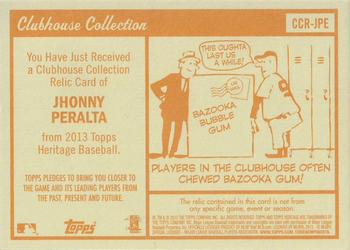 2013 Topps Heritage - Clubhouse Collection Relics Gold #CCR-JPE Jhonny Peralta Back