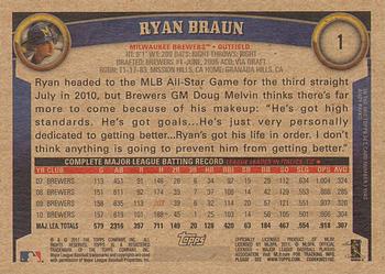 2011 Topps - Throwback #1 Ryan Braun Back