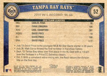 2011 Topps - Throwback #52 Tampa Bay Rays Back