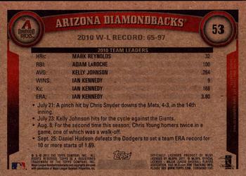 2011 Topps - Throwback #53 Arizona Diamondbacks Back