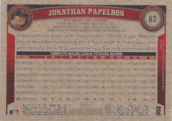 2011 Topps - Throwback #62 Jonathan Papelbon Back