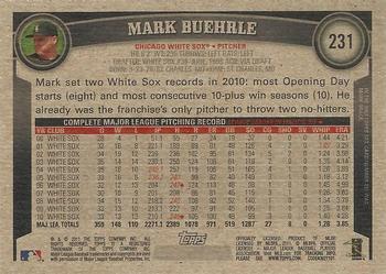 2011 Topps - Throwback #231 Mark Buehrle Back