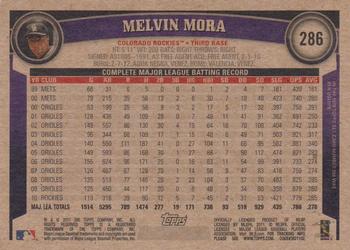 2011 Topps - Throwback #286 Melvin Mora Back