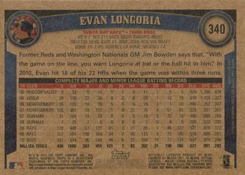 2011 Topps - Throwback #340 Evan Longoria Back