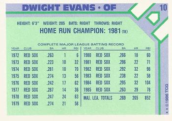 1986 Topps Baseball Champion Superstars #10 Dwight Evans Back