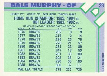 1986 Topps Baseball Champion Superstars #23 Dale Murphy Back
