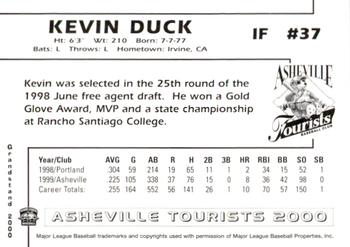 2000 Grandstand Asheville Tourists #NNO Kevin Duck Back
