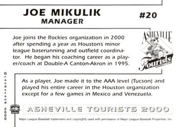 2000 Grandstand Asheville Tourists #NNO Joe Mikulik Back