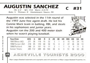 2000 Grandstand Asheville Tourists #NNO Augustin Sanchez Back