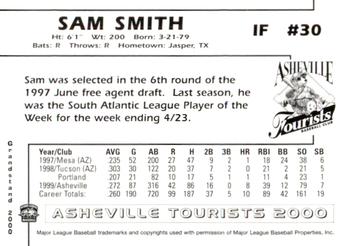 2000 Grandstand Asheville Tourists #NNO Sam Smith Back