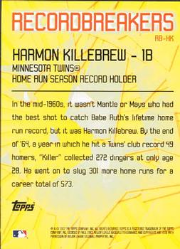 2003 Topps - Record Breakers (Series One) #RB-HK Harmon Killebrew Back