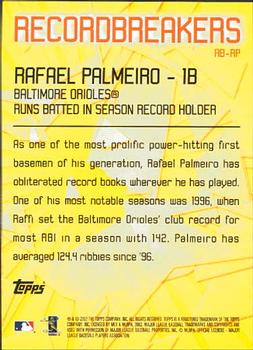 2003 Topps - Record Breakers (Series One) #RB-RP Rafael Palmeiro Back