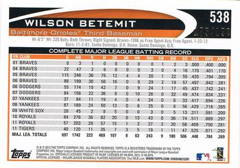 2012 Topps - Orange #538 Wilson Betemit Back