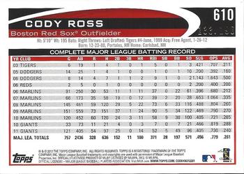 2012 Topps - Orange #610 Cody Ross Back