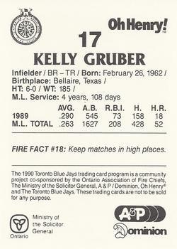 1990 Toronto Blue Jays Fire Safety #NNO Kelly Gruber Back