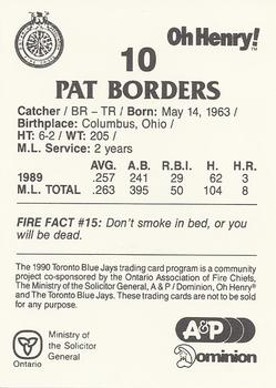 1990 Toronto Blue Jays Fire Safety #NNO Pat Borders Back