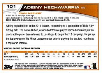 2013 Topps Opening Day #101 Adeiny Hechavarria Back