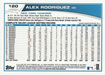 2013 Topps Opening Day #120 Alex Rodriguez Back