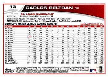 2013 Topps Opening Day #13 Carlos Beltran Back