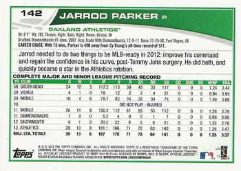 2013 Topps Opening Day #142 Jarrod Parker Back