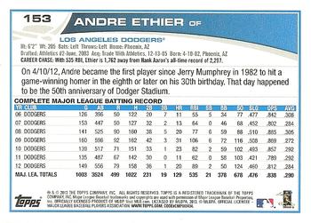 2013 Topps Opening Day #153 Andre Ethier Back