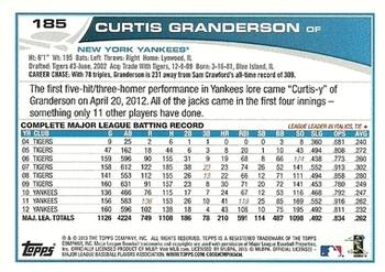 2013 Topps Opening Day #185 Curtis Granderson Back