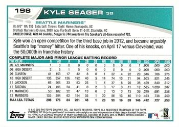 2013 Topps Opening Day #196 Kyle Seager Back
