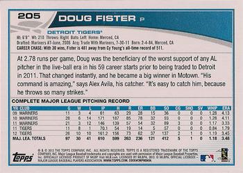 2013 Topps Opening Day #205 Doug Fister Back