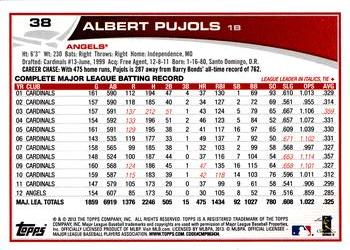 2013 Topps Opening Day #38 Albert Pujols Back