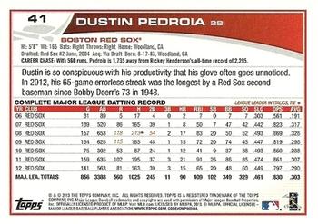 2013 Topps Opening Day #41 Dustin Pedroia Back