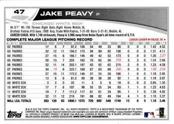 2013 Topps Opening Day #47 Jake Peavy Back