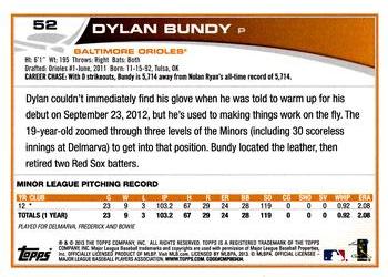 2013 Topps Opening Day #52 Dylan Bundy Back