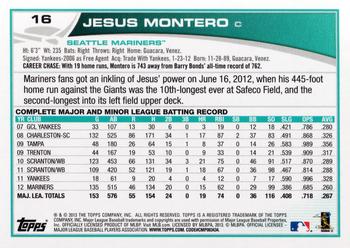 2013 Topps Opening Day #16 Jesus Montero Back