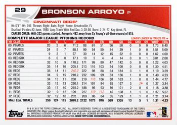 2013 Topps Opening Day #29 Bronson Arroyo Back