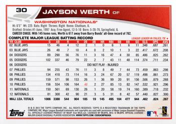2013 Topps Opening Day #30 Jayson Werth Back