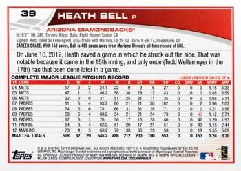 2013 Topps Opening Day #39 Heath Bell Back