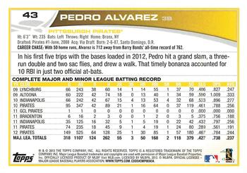 2013 Topps Opening Day #43 Pedro Alvarez Back