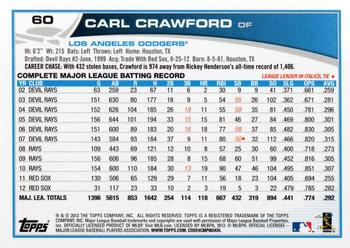 2013 Topps Opening Day #60 Carl Crawford Back