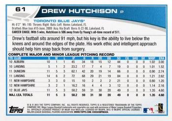2013 Topps Opening Day #61 Drew Hutchison Back